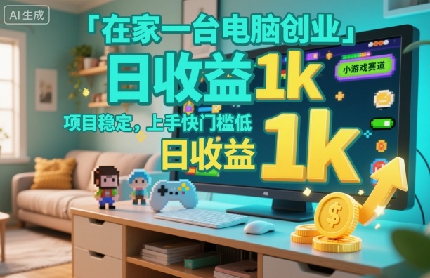 在家一台电脑创业,小游戏赛道,项目稳定,上手快门槛低,日收益1k+【揭秘】-404软件工作室