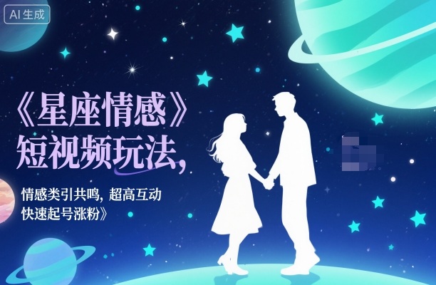 星座情感短视频玩法，情感类引共鸣，超高互动，快速起号涨粉-404软件工作室