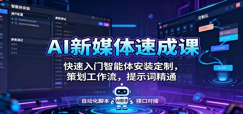 AI新媒体速成课:快速入门智能体安装定制,策划工作流,提示词精通-404软件工作室