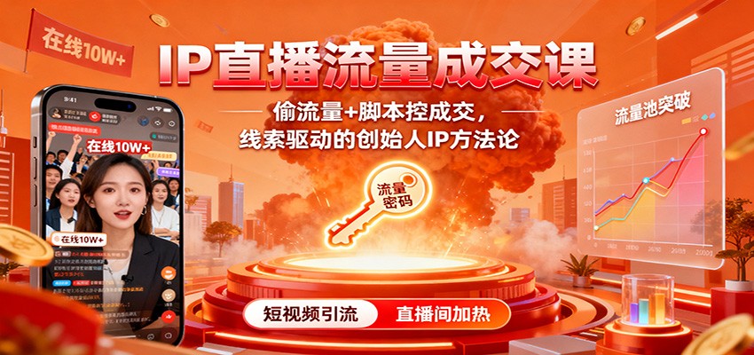 IP直播流量成交课:偷流量+脚本控成交,线索驱动的创始人IP方法论-404软件工作室