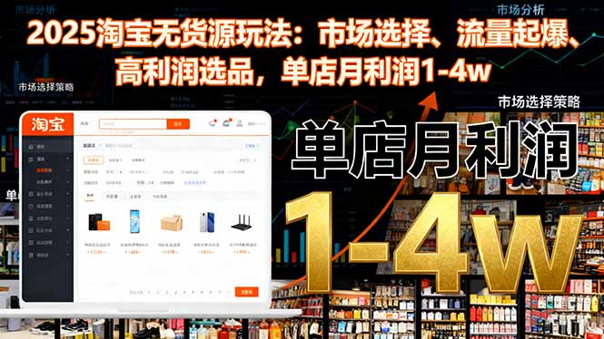 2025淘宝无货源玩法:市场选择、流量起爆、高利润选品,单店月利润1-4w-404软件工作室