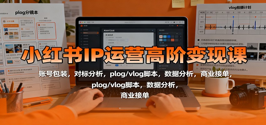 小红书IP运营高阶变现课:账号包装,对标分析,plog/vlog脚本,数据分析,商业接单-404软件工作室