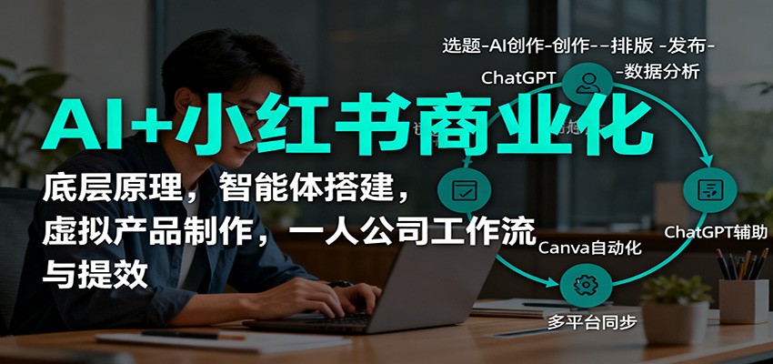 AI+小红书商业化,底层原理,智能体搭建,虚拟产品制作,一人公司工作流与提效-404软件工作室