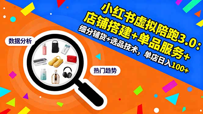 小红书虚拟陪跑3.0:店铺搭建+单品服务+细分铺货+选品技术,单店日入100+-404软件工作室