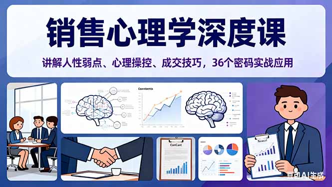 销售心理学深度课,讲解人性弱点、心理操控、成交技巧,36个密码实战应用-404软件工作室