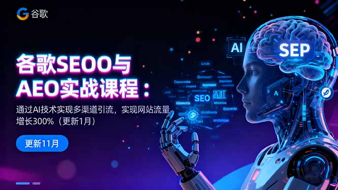 谷歌SEO与AEO实战课程:通过AI技术实现多渠道引流,实现网站流量增长300%-404软件工作室