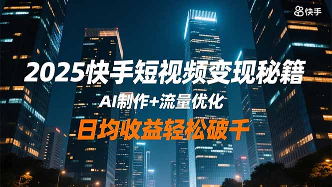 2025快手短视频变现秘籍，AI制作+流量优化，日均收益轻松破千-404软件工作室