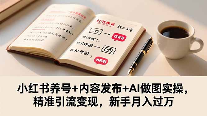 小红书养号+内容发布+AI做图实操，精准引流变现，新手月入过万-404软件工作室