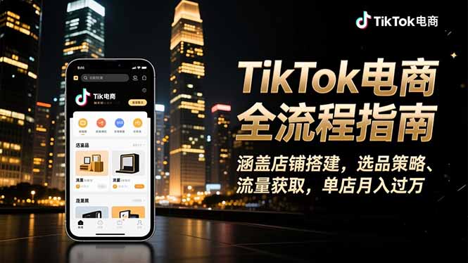 TikTok电商全流程指南，涵盖店铺搭建、选品策略、流量获取，单店月入过万-404软件工作室