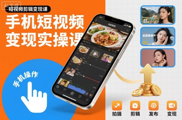 手机短视频变现实操课，短视频剪辑变现课-404软件工作室