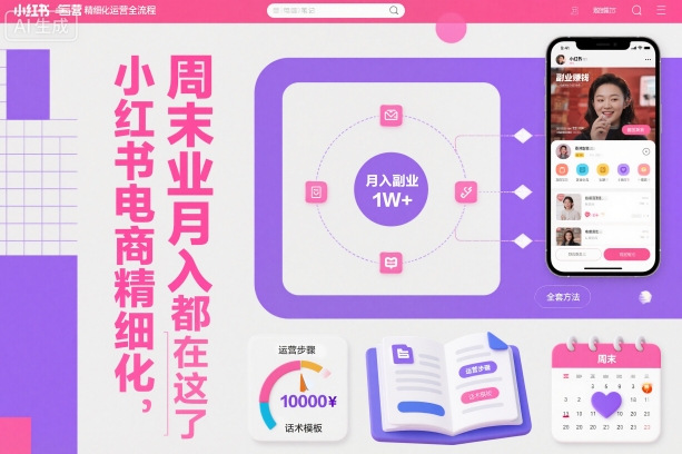 小红书电商精细化运营全流程，周末副业月入1W+，全套方法都在这了-404软件工作室